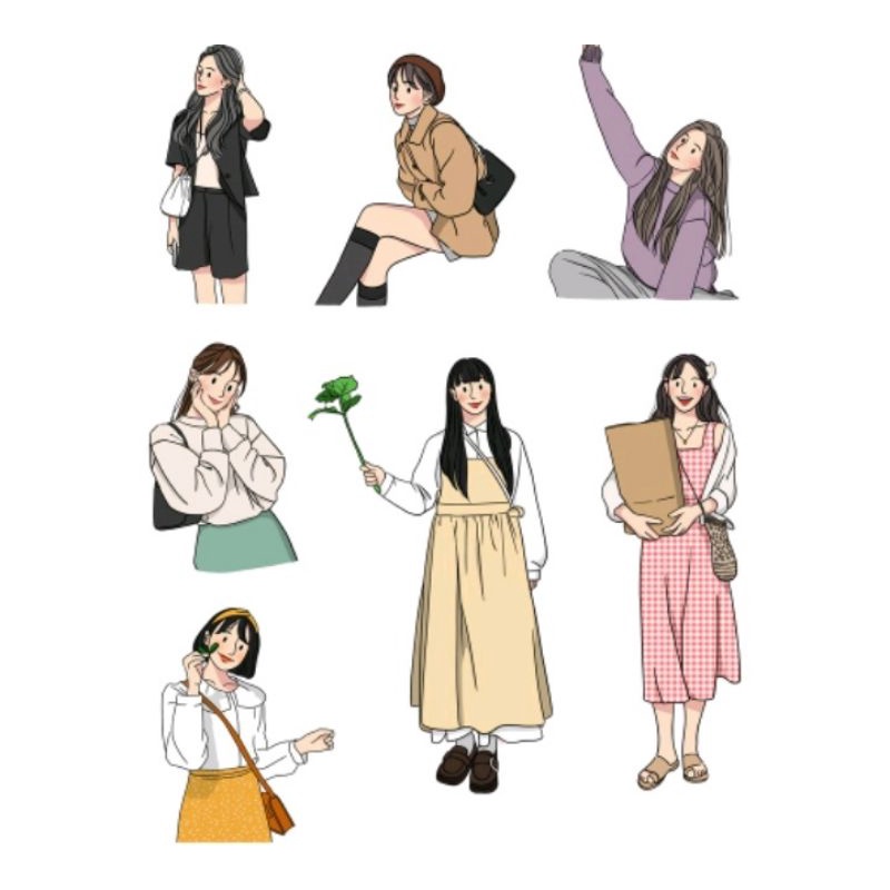 

1PCS Sticker Korean girl part2