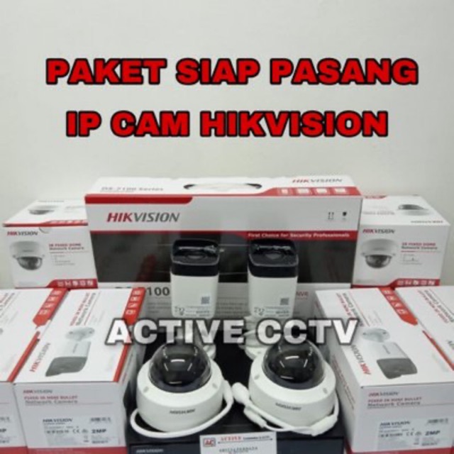 PROMO PAKET 4 CAMERA CCTV IP CAM HIKVISION 4 kamera 2mp ipcam ipc 4 ch channel komplit 4ch