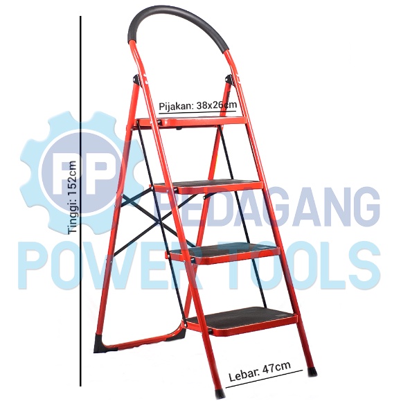 MOLLAR TANGGA LIPAT RUMAH 4 STEP 1.5 METER BESI TINGKAT STEEL LADDER