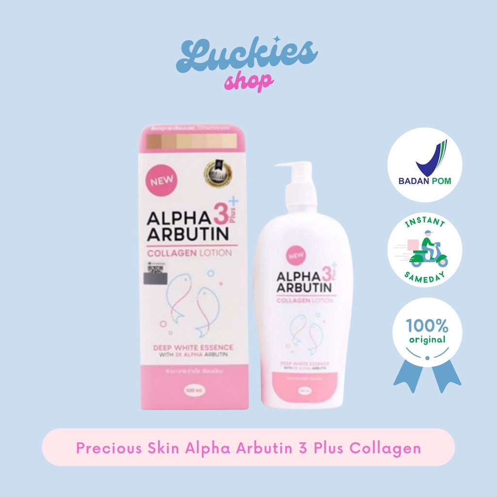 BPOM Precious Skin Alpha Arbutin 3 Plus Collagen Whitening Lotion Hand Body Lotion Pemutih Badan 500ml