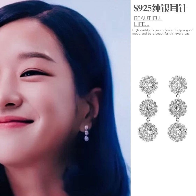 XiaoboACC K-Drama It's Okay To Not Be Okay Anting Tusuk Bahan Sterling Silver 925 Desain Tulisan Untuk Wanita