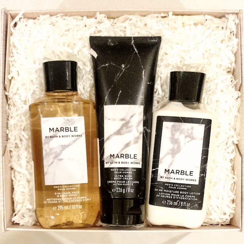 BBW MARBLE MEN GIFT SET PAKET BATH &amp; BODY WORKS