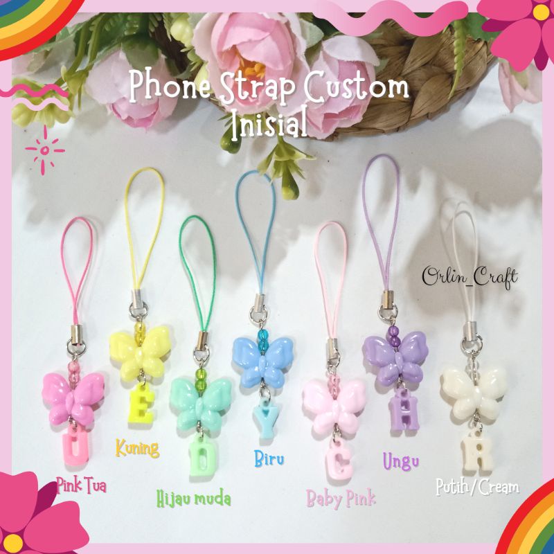 Phone Strap Custom Inisial Phone Strap Nama Gantungan Kunci Inisial Gantungan Kunci Nama Keychain