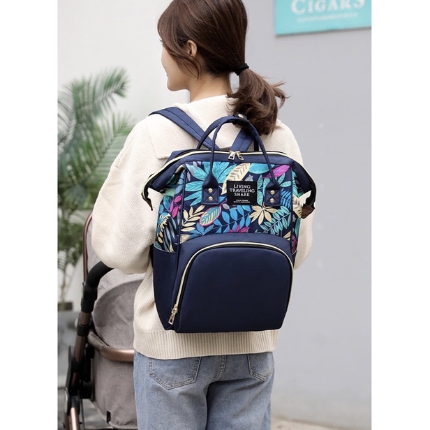 TAS BAYI 6007 - Tas Bayi LTS DAUN Tas Bayi Multifungsi Perlengkapan Popok Diaper Bag Ransel Backpack - H1