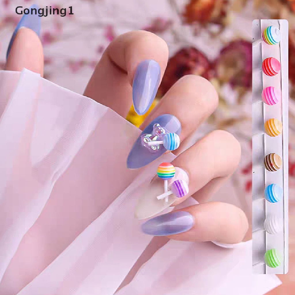 Gongjing1 30pcs / Set Ornamen 3D Bentuk Permen Lolipop Untuk Dekorasi Nail Art DIY