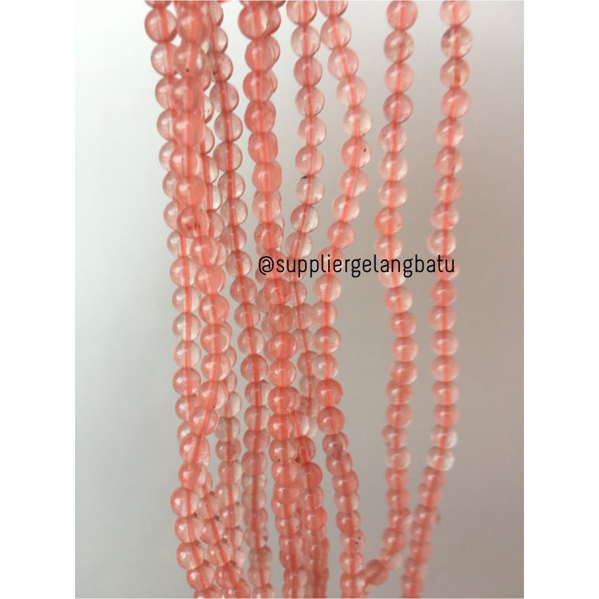 batu kristal 4mm cherry quartz pink natural crystal stone healing akik grosir kerajinan supplier