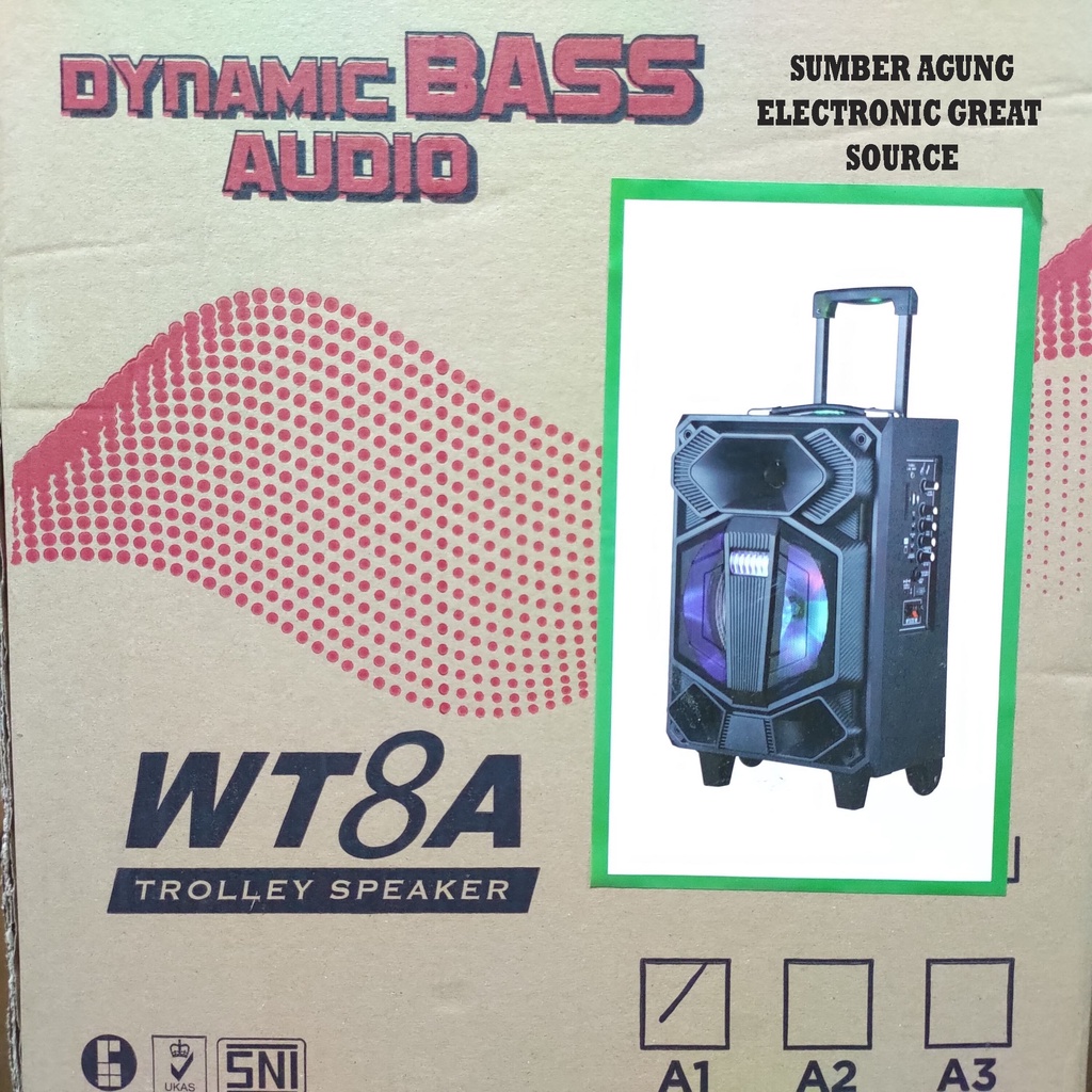 WT8A Niko Trolley Speaker Model A1 Record USB Bluetooth Gitar AUX Radio