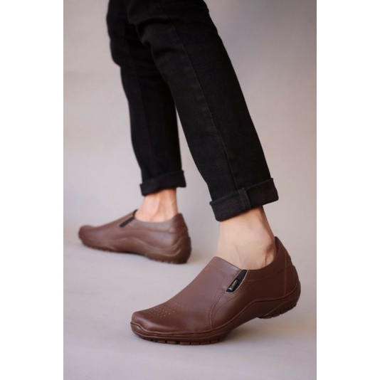 BADIL (KULIT ASLI) - Sepatu Pria Casual Kerja Slip On Santai Kulit Asli Original Handmade Premium