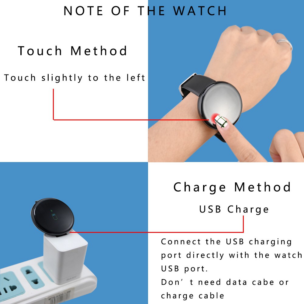 SmartWatch D18 Jam Pintar Olahraga Pria dan Wanita Bluetooth Digital  Tahan Air Heart Rate Smart Watch