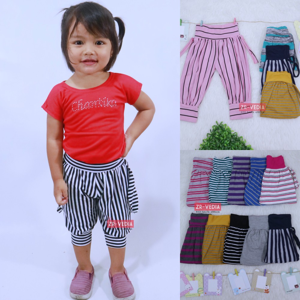 Aladin Salur uk 3-4 Tahun / Celana Panjang Anak Perempuan Murah Pants Motif Salur Lucu Grosir