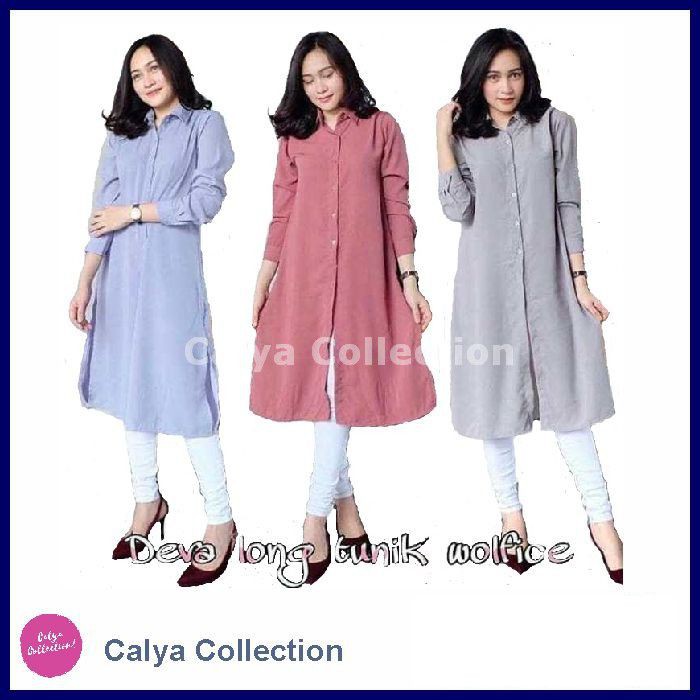 CT11 Tunik  Muslim Wanita Baju  Atasan Tunik  Kancing Remaja 