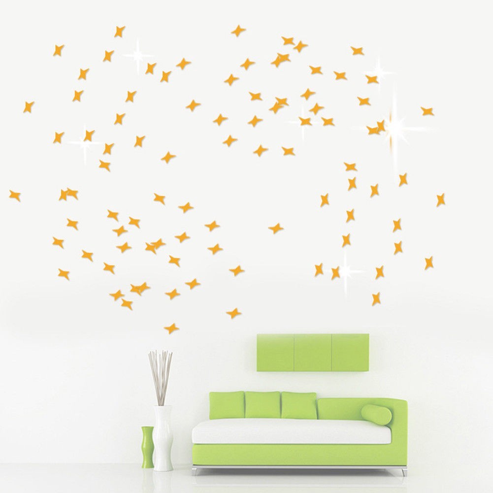 Hot Sale/50pcs Removable Stars Sky Mirror Wall Stiker Decal Art Dekorasi Kamar Anak