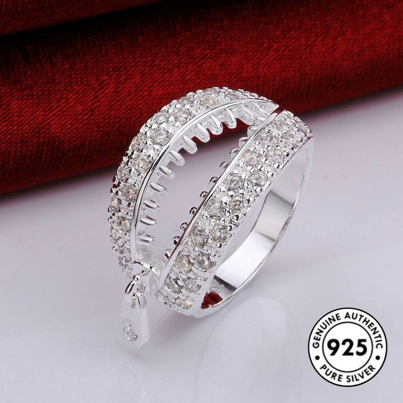 Cincin Berlian S925 Silver Model Ritsleting