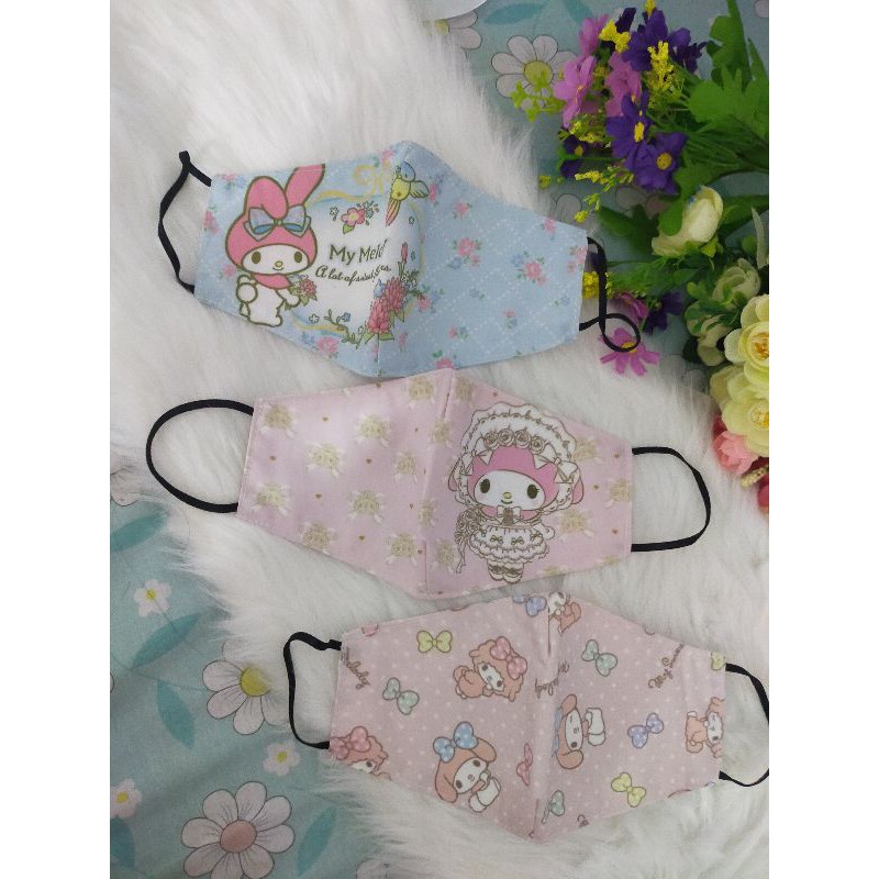 Masker kain printing motif kartun