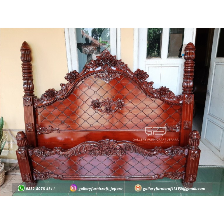 Divan Monalisa 180x200 Kayu Jati Natural Light Finish