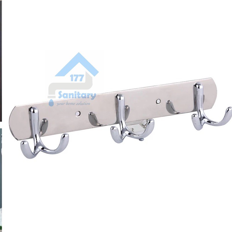 kapstok stainles 3 kait 1237-gantungan baju 3kait sus304 stainless tebal rak hook hanger cantelan sanitary177