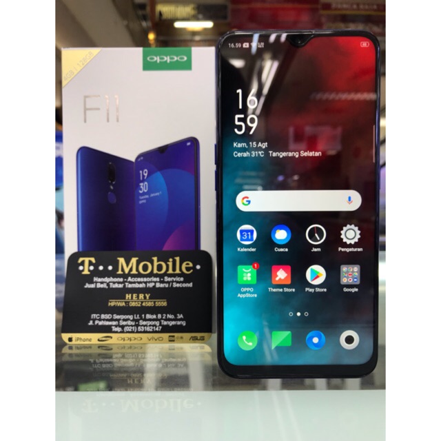 OPPO F11 RAM 4GB 128GB Internal Ungu Fluorit, Second BNOB, Rasa Baru, Garansi Resmi OPPO