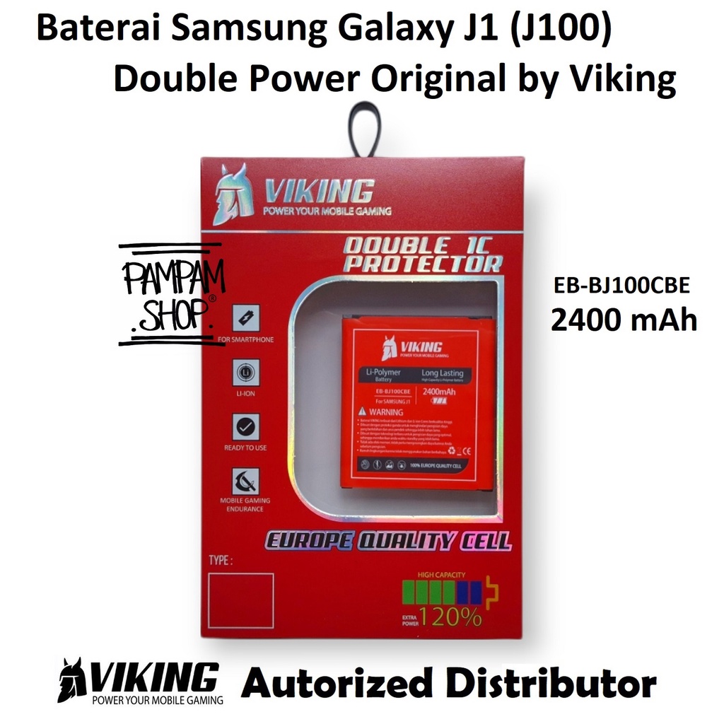 Baterai VIKING Double Power Original Samsung Galaxy J1 2015 J100 Batre Batrai Battery Handphone Ori