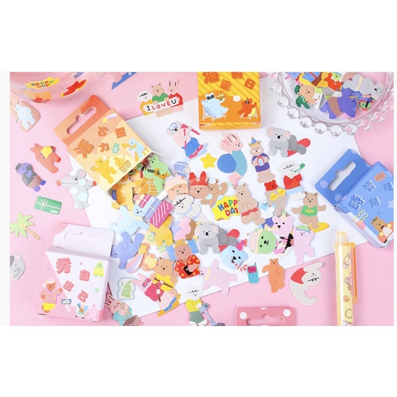 

40 Pcs Sticker Aesthetic - 29 Dekorasi Journal Planner Scrapbook CARTOON DREAM SERIES Stiker Lucu Estetik Jurnal Seri Kartun Beruang