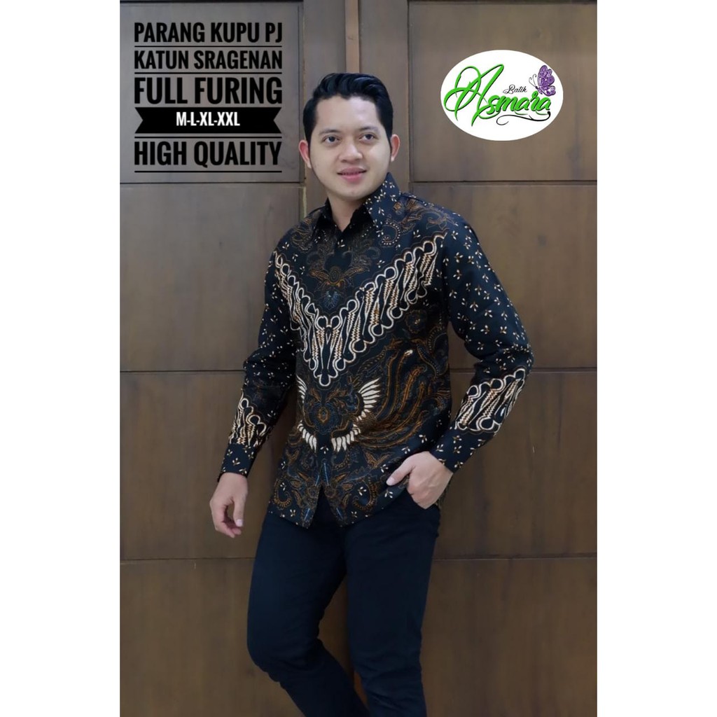 PARANG KUPU PJ Kemeja Batik Pria Lengan Panjang Katun Halus FULL FURING Batik Asmara