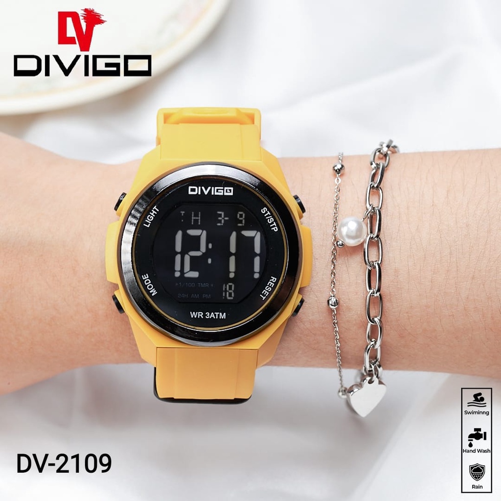 Jam Tangan Digital Pria Wanita DIVIGO DV-2109 Water Resistant 3ATM