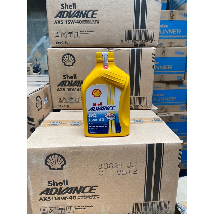 OLI SHELL AX5 ADVANCE 15W 40 0,8 LITER ASLI OLI MOTOR