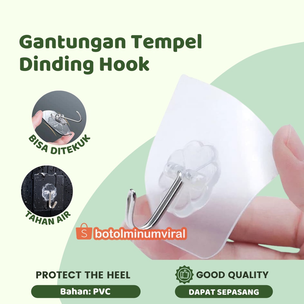 Gantungan Tempel Dinding Tembok Hook Kuat Karakter Tempelan Kait Besi PREMIUM