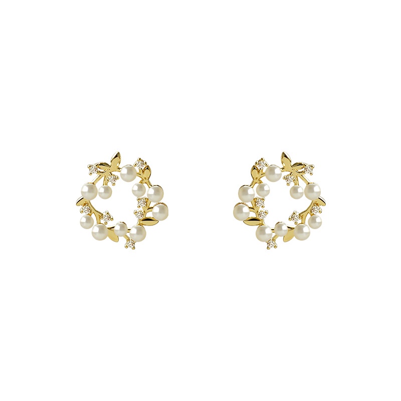 Baru fashion anting-anting sederhana anggun mutiara kecil anting-anting perak sterling 925 jarum Kor