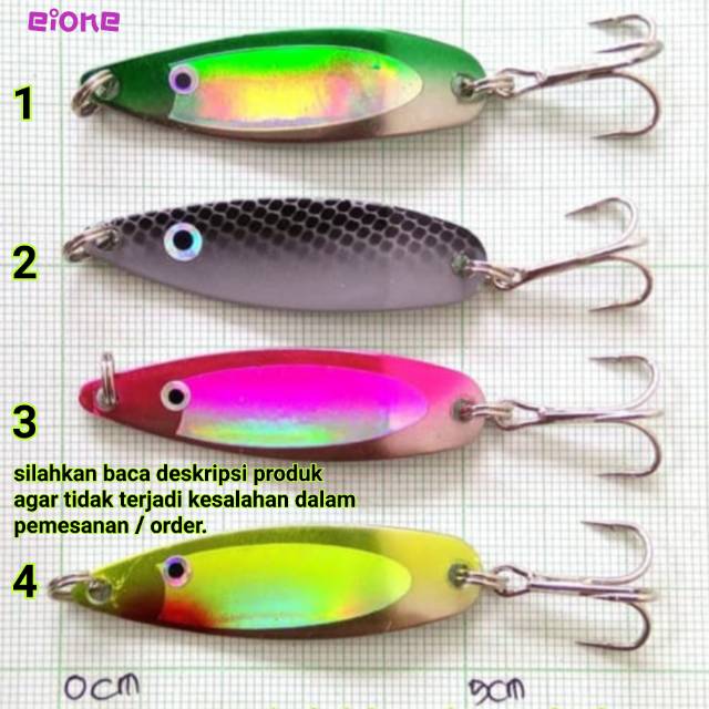 Umpan mancing mini spoon 1 sisi pengganti minnow - lure spoon with treble hooks