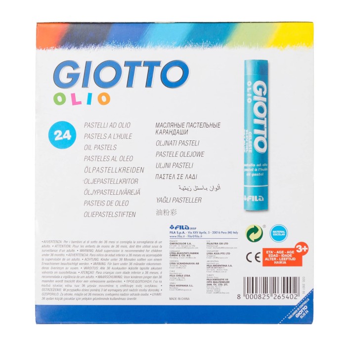

PASTEL-DRY-OIL- GIOTTO OLIO JUMBO OIL PASTELS 24 COLS -OIL-DRY-PASTEL.