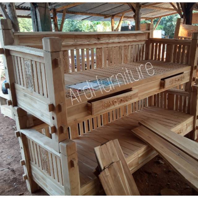 Kursi santai panjang kursi bangku teras 2 laci bale resban kayu jati ukir jepara