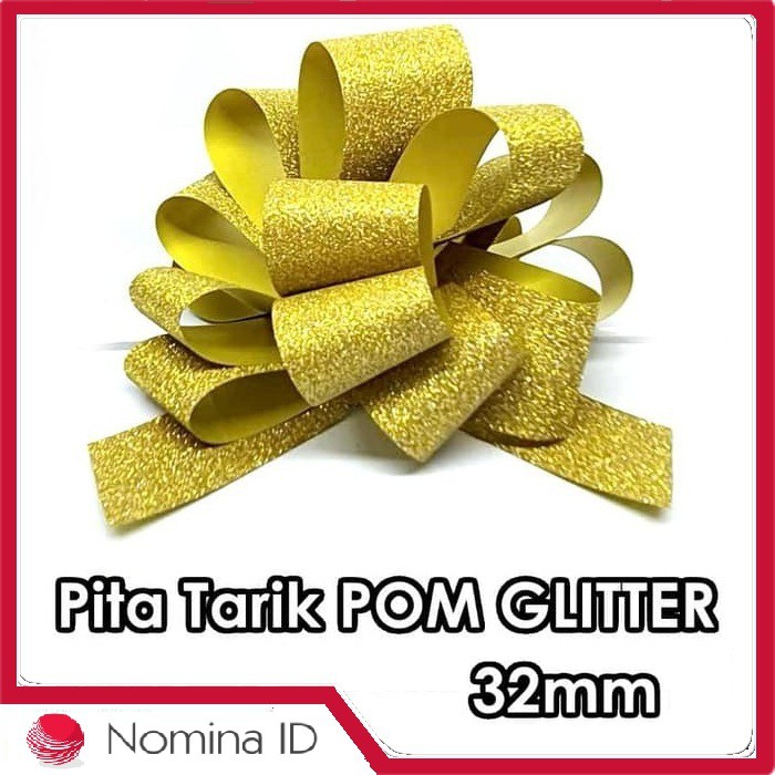 

C383 Pita Tarik Pita Kado Pom Glitter Metalik Gliter 32 mm / 50 mm Kerlip