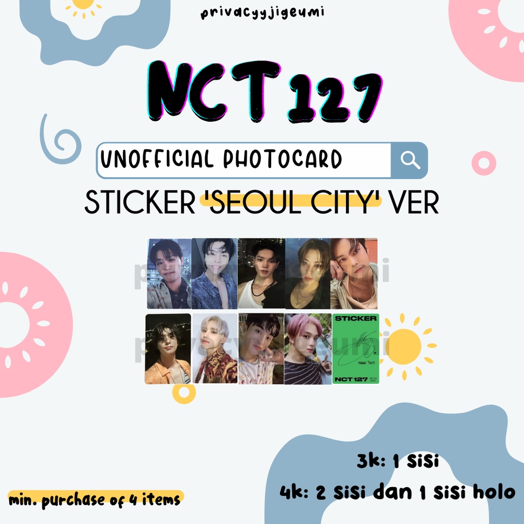 [READY] PHOTOCARD PC UNOFFICIAL NCT 127 STICKER "SEOUL CITY VER" TAEIL JOHNNY TAEYONG YUTA DOYOUNG J