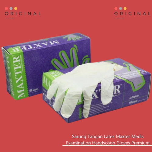 Sarung Tangan Latex Maxter Medis Examination Handscoon Gloves Premium Powder 100PCS