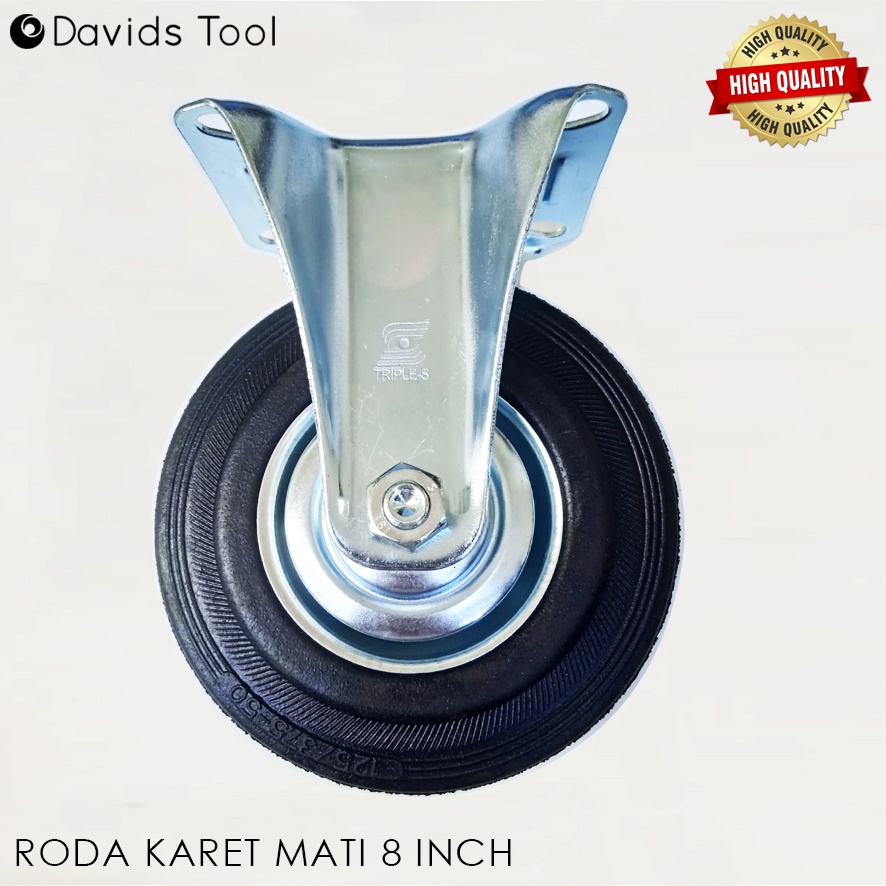 Roda Troli Etalase Gerobak Lemari Caster Karet 8 Inch Mati