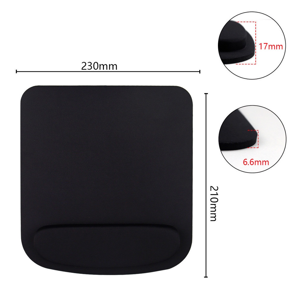 Mouse Pad Bentuk Persegi Ergonomis Anti slip Warna Polos Dengan Bantalan Pergelangan Tangan