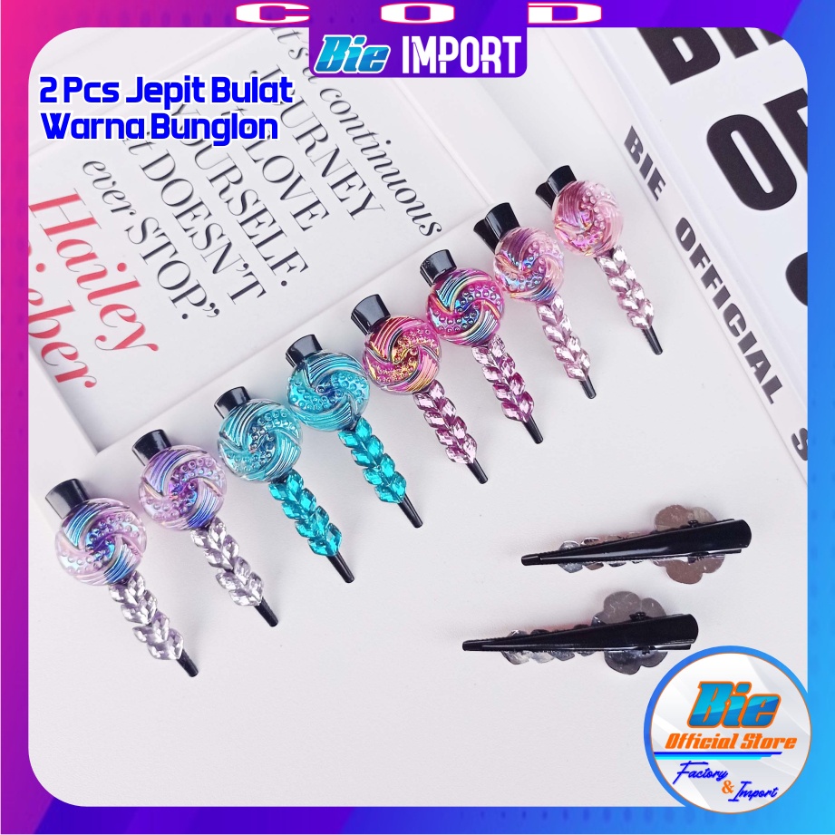 isi 2 Pcs Jepit Tiptop Anak Karakter Warna Pelangi Impor