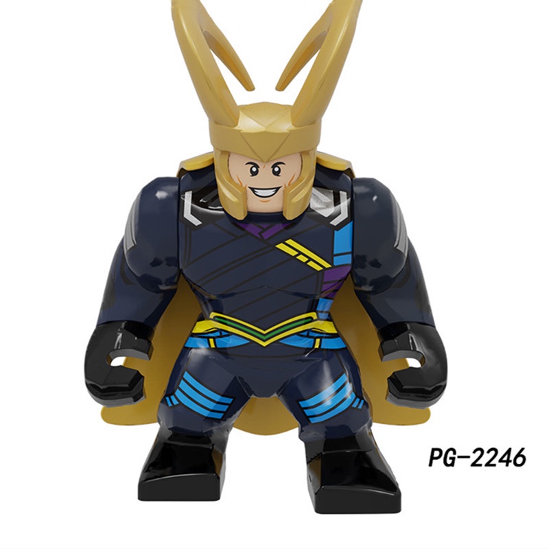 1pc Mainan Balok Bangunan Minifigures Model Marvel Black Panther Loki Spider Man Bahan ABS Untuk Anak