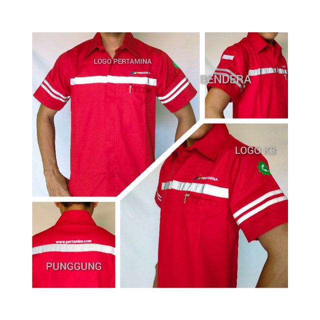 Baju Seragam Pertamina tangan pendek/atasan wearpack Pertamina/kemeja safety Pertamina lengan pendek