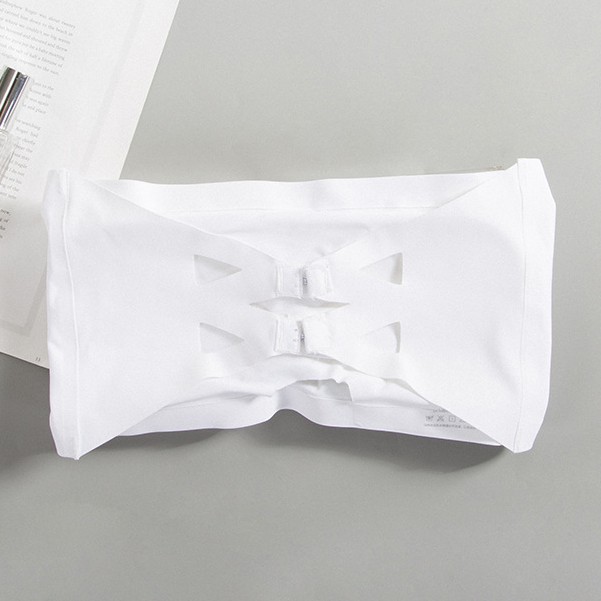 Feminin Bra Kemben Ice Silk BH Strapless Bandeau Import Quality-Putih
