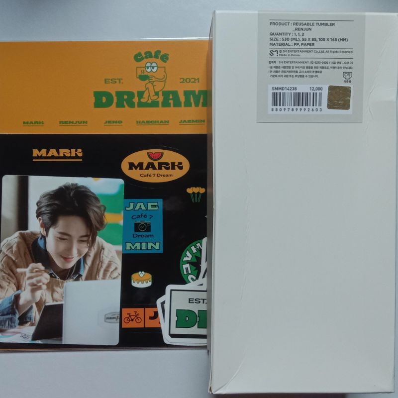 [READY] Reusable Tumbler Set + Luggage sticker set MD Cafe 7 NCT DREAM (Jeno, Jaemin, Mark, Renjun)