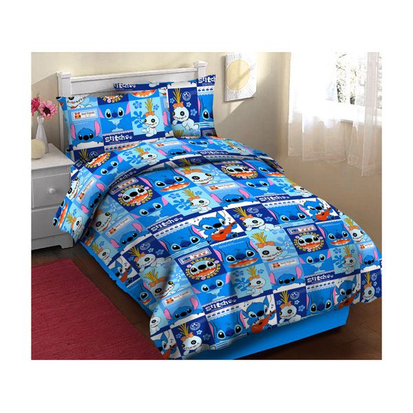 Sprei Sperei karakter Stitch ukuran King Size 180 x 200cm Katun Star