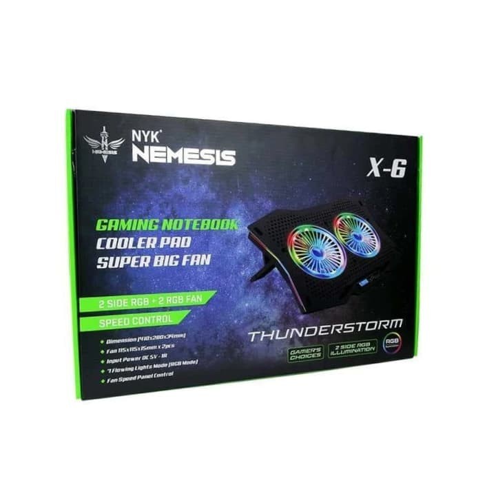 Cooling Pad NYK Nemesis X6 Thunderstorm RGB | 6 Fan Cooling Pad Laptop