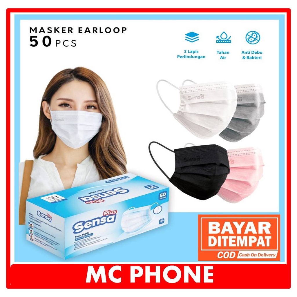 Masker SENSA PLUS Earloop 3ply isi 50 pcs