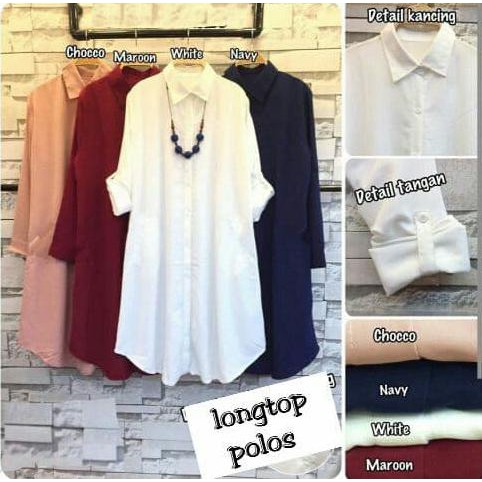 Top Hem Kemeja Kerja Kantor Wanita Cewek Putih Polos High Quality