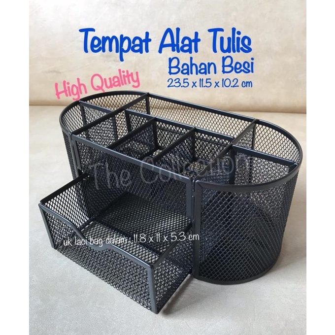 

BARU! ATK549TP OVAL Tempat Alat Tulis Besi with Drawer Desk Organizer Pensil