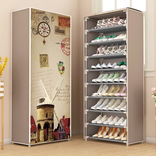 Shoe Box Simple Multi Layer Shoe Rack With Zipper Dormitory Household Dust Cloth Cabinet Door Assembly Receive Ark Shopee Indonesia