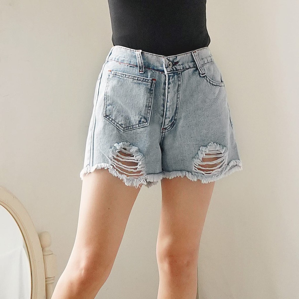 HOPYLOVY Celana Pendek Wanita Hotpants Jeans Ripped Lula