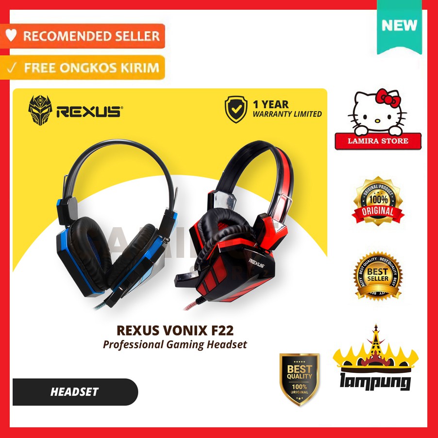 REXUS GAMING HEADSET VONIX F22 / REXUS VONIX F22/F-22 HEADSET/HEADPHONE GAMING + MICROPHONE