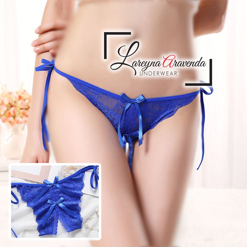 (COD) Sexy Open G String Wanita Tali Celana Dalam Transparan Thong Ukuran Besar CD020